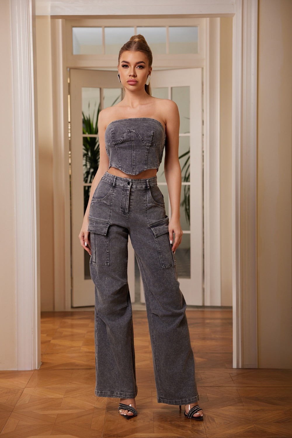Kaia Denim Pants Set