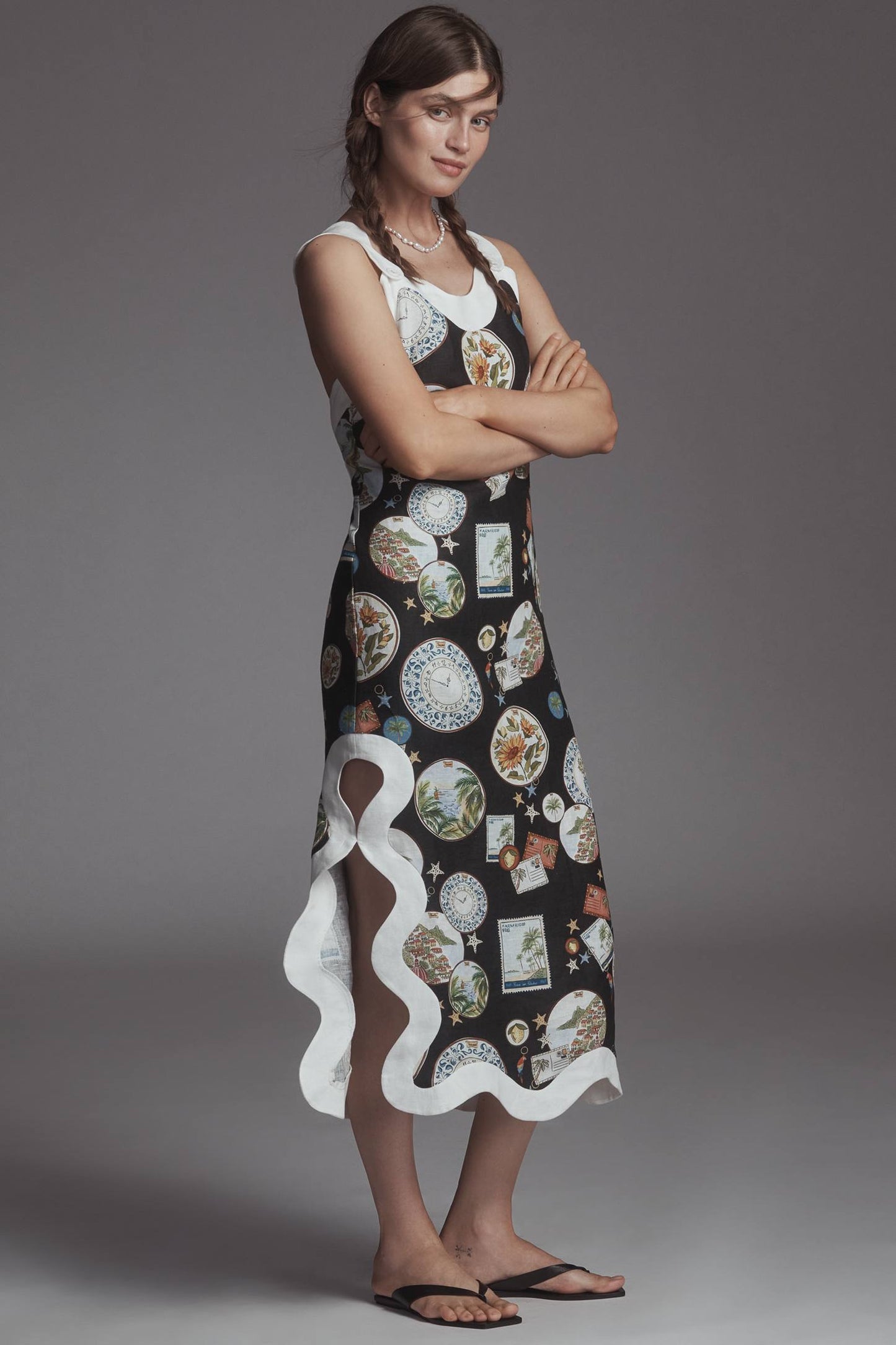 TRIP SOUVENIR BLACK WAVE SLEEVELESS MAXI DRESS