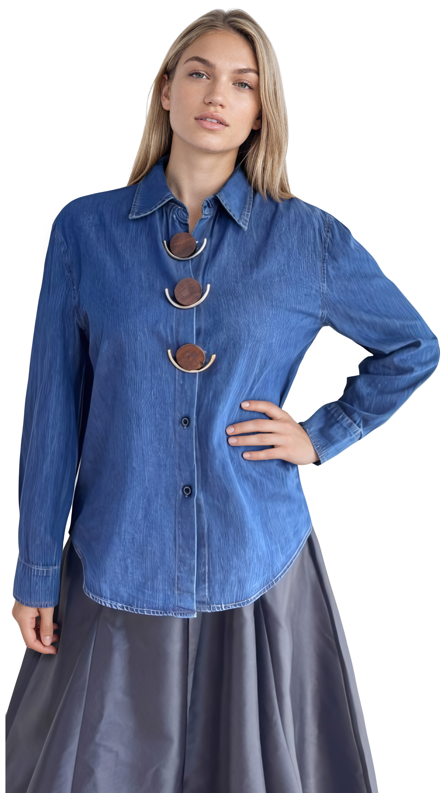 Marina Statement Shirt – Denim
