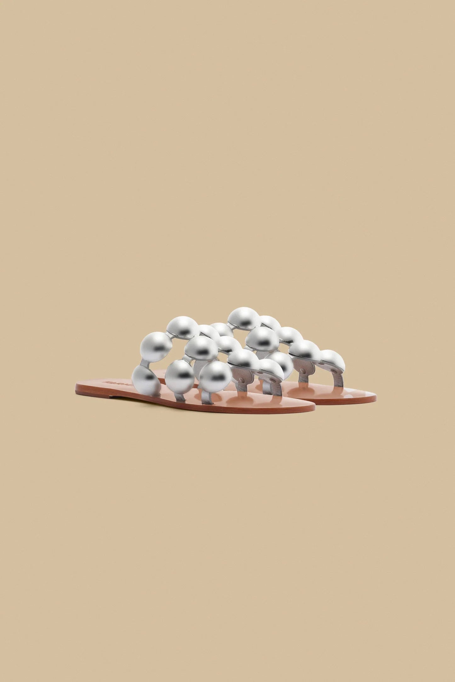 Silver Color Beads Flat Sandal