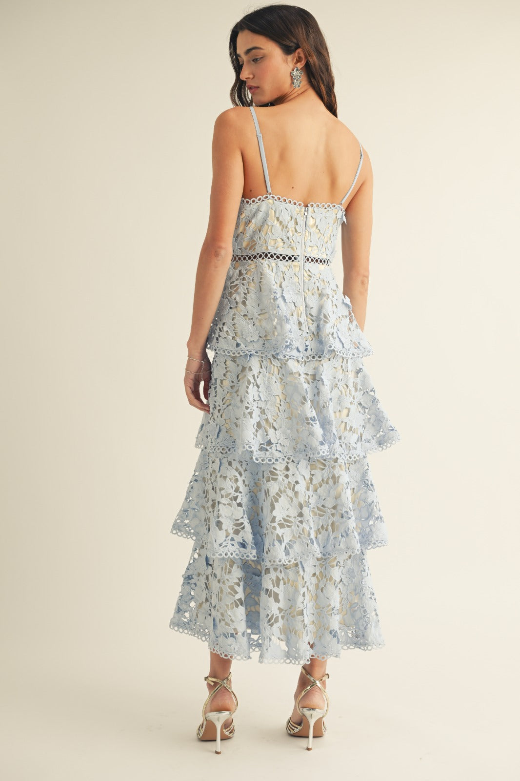 Isabelle Lace Tiered Midi Dress
