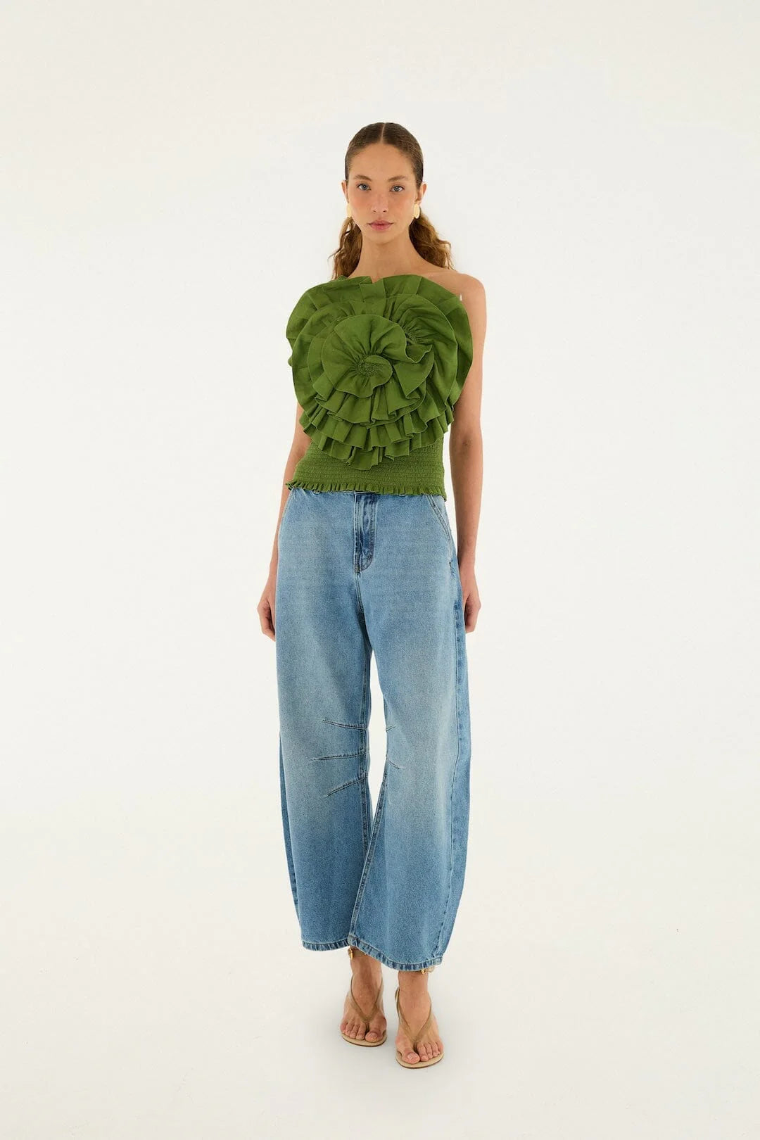 Green One Shoulder Top