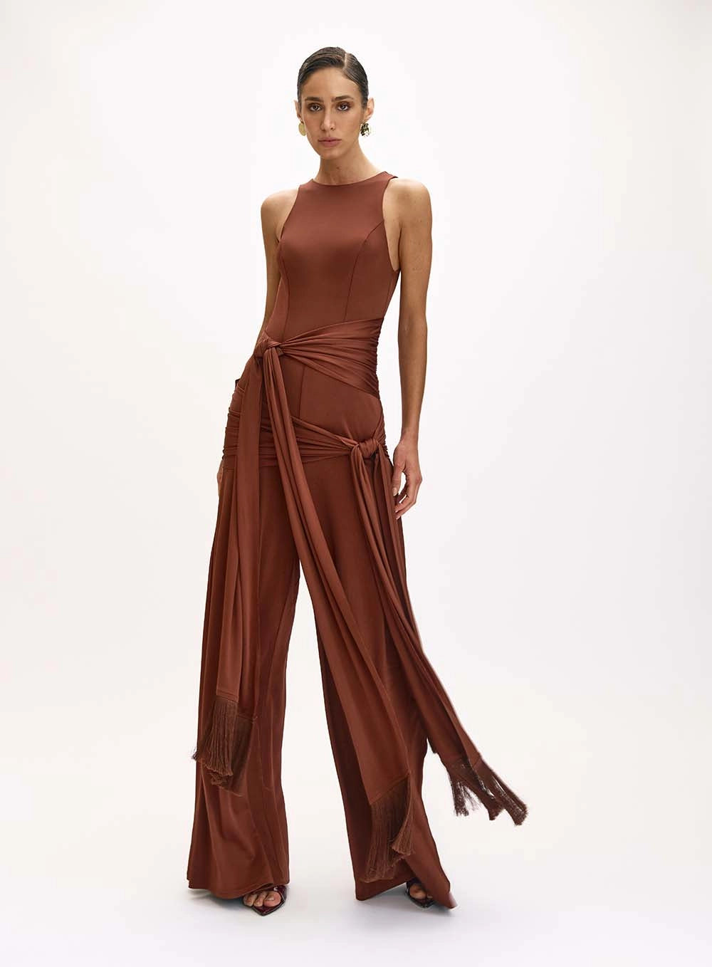 Long jumpsuit with fringes