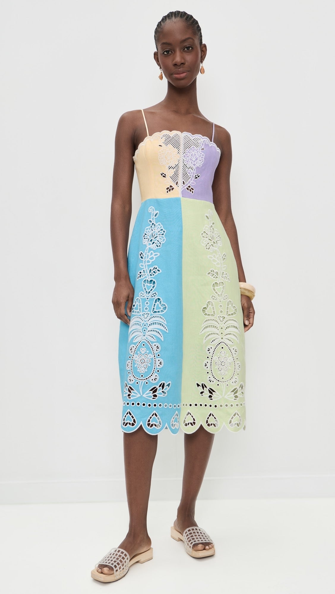 Multicolor Embroidered Midi Dress