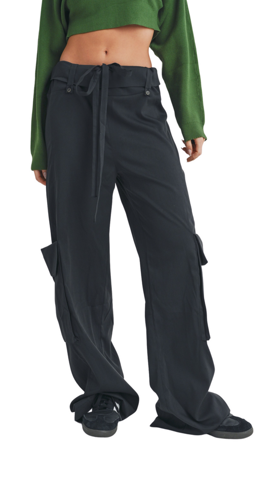 Ava Cargo Pants-Black
