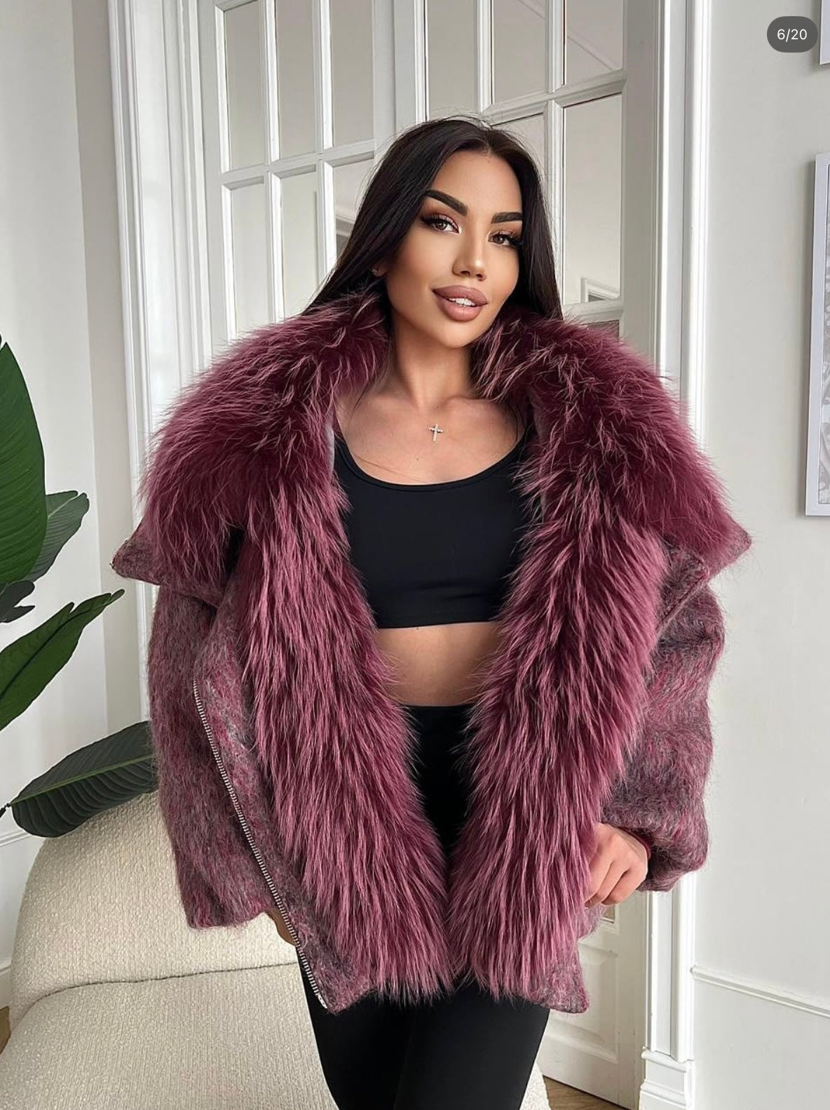 Merlot Silver Fox Fur Jacket