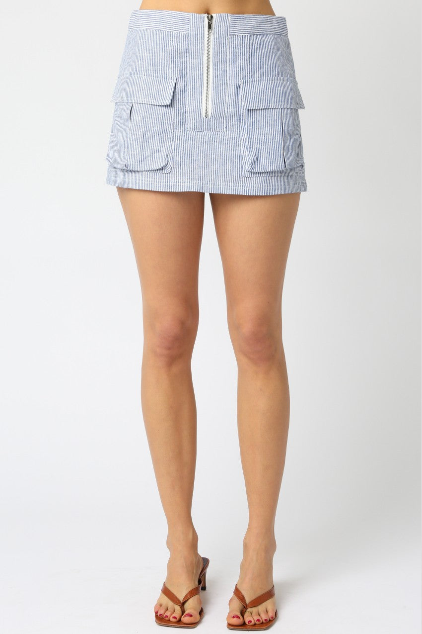 Elira Linen Skirt-Blue