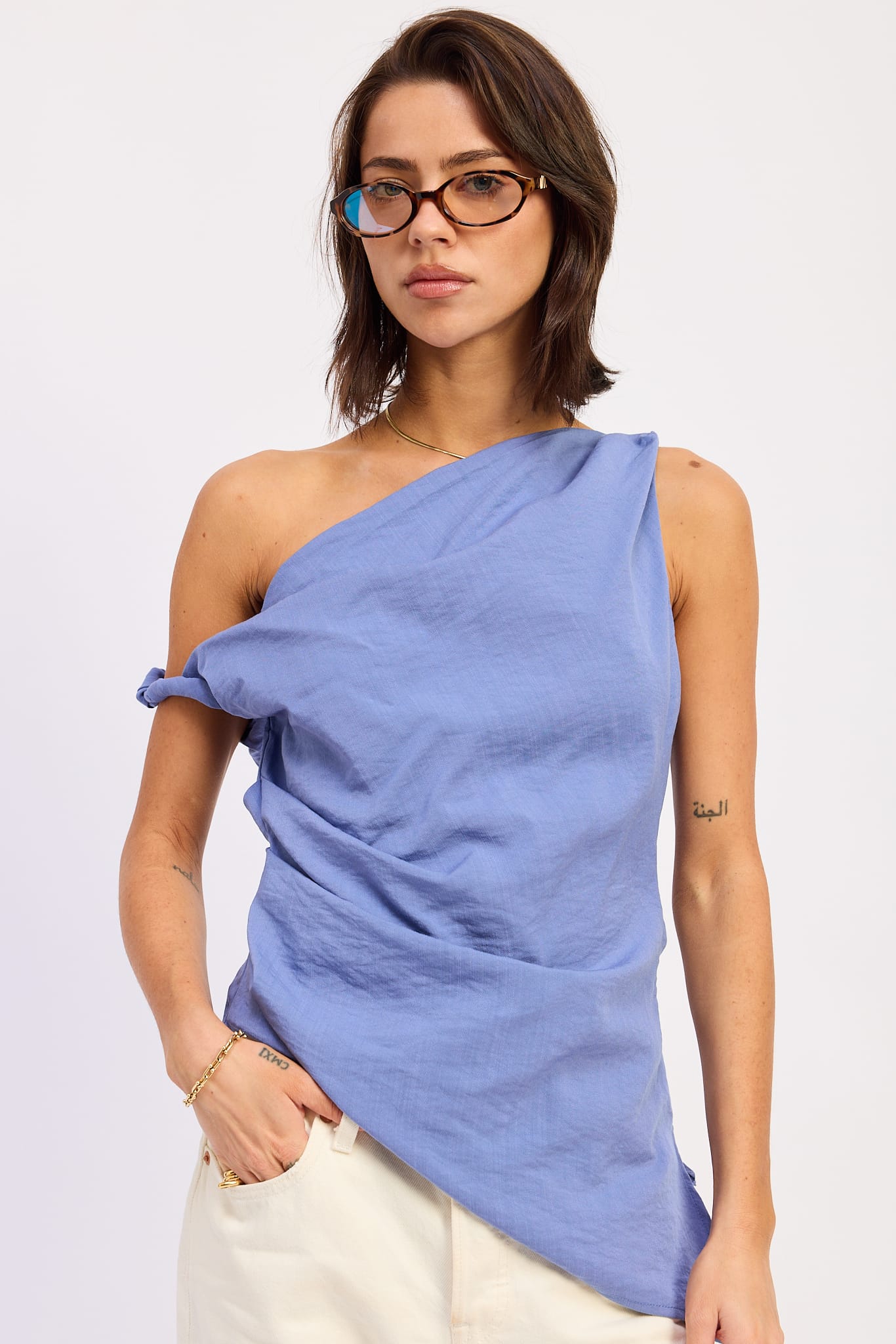 Asymmetric Drape Top – Periwinkle