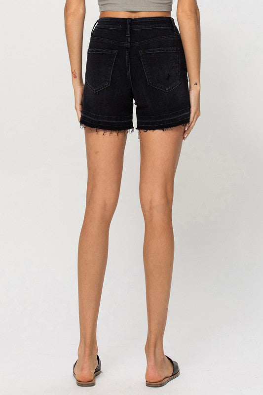 Criss cross Denim shorts black