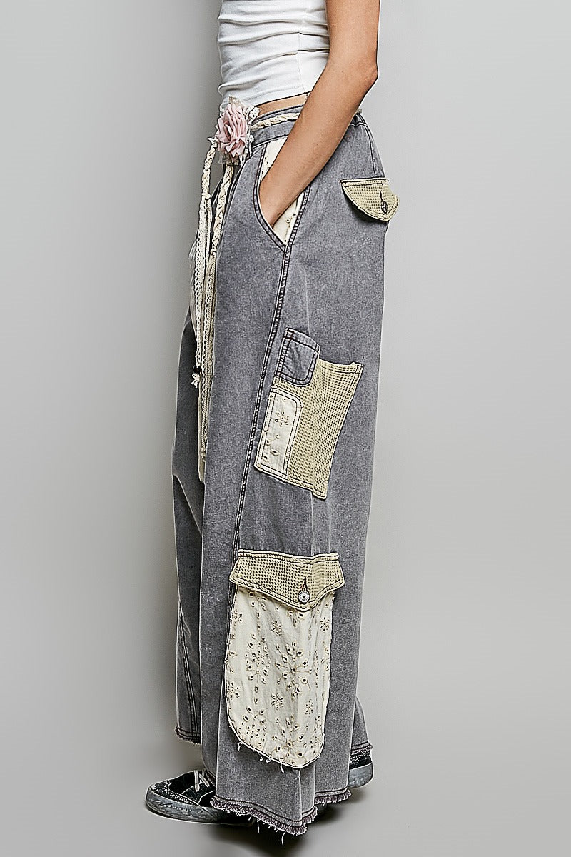 Patchwork Wide-Leg Denim Pants
