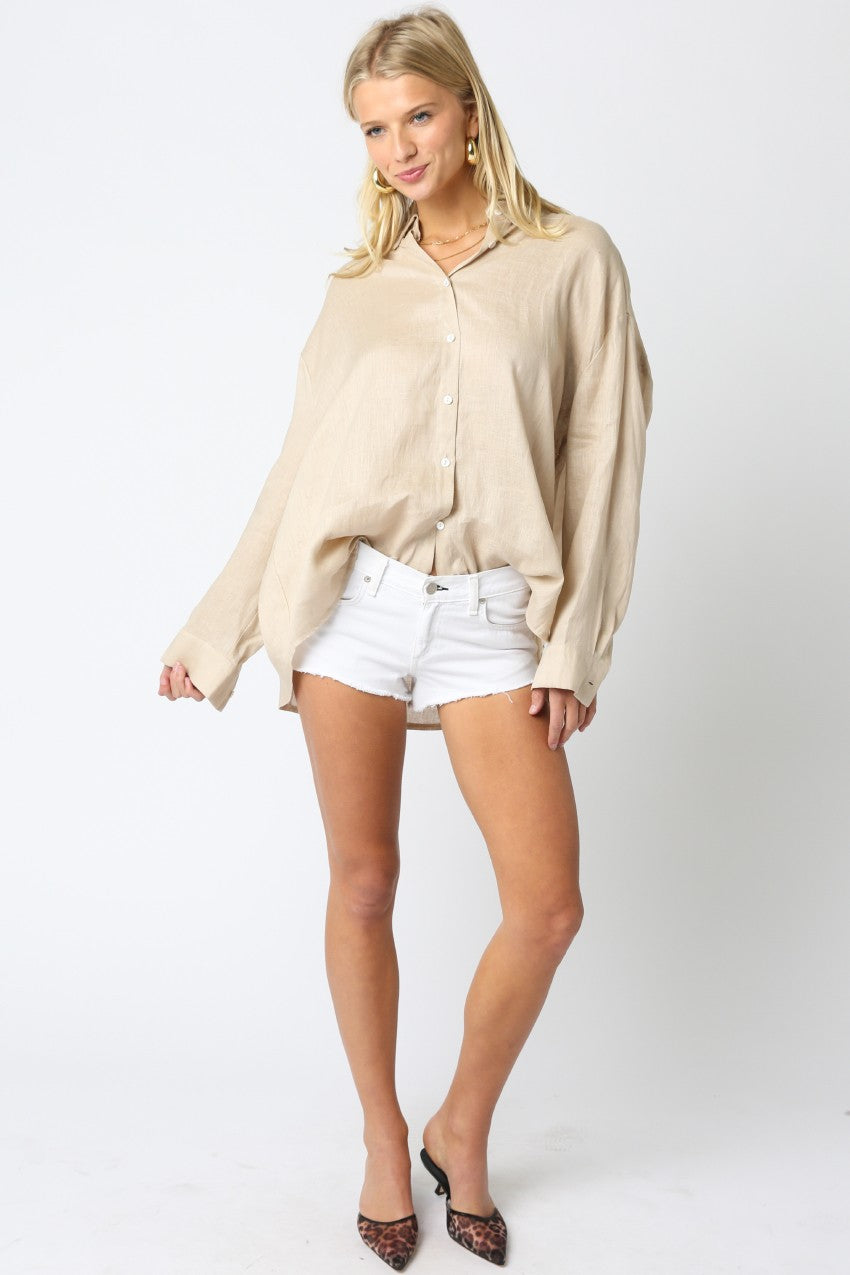 Elira Linen Shirt-Beige