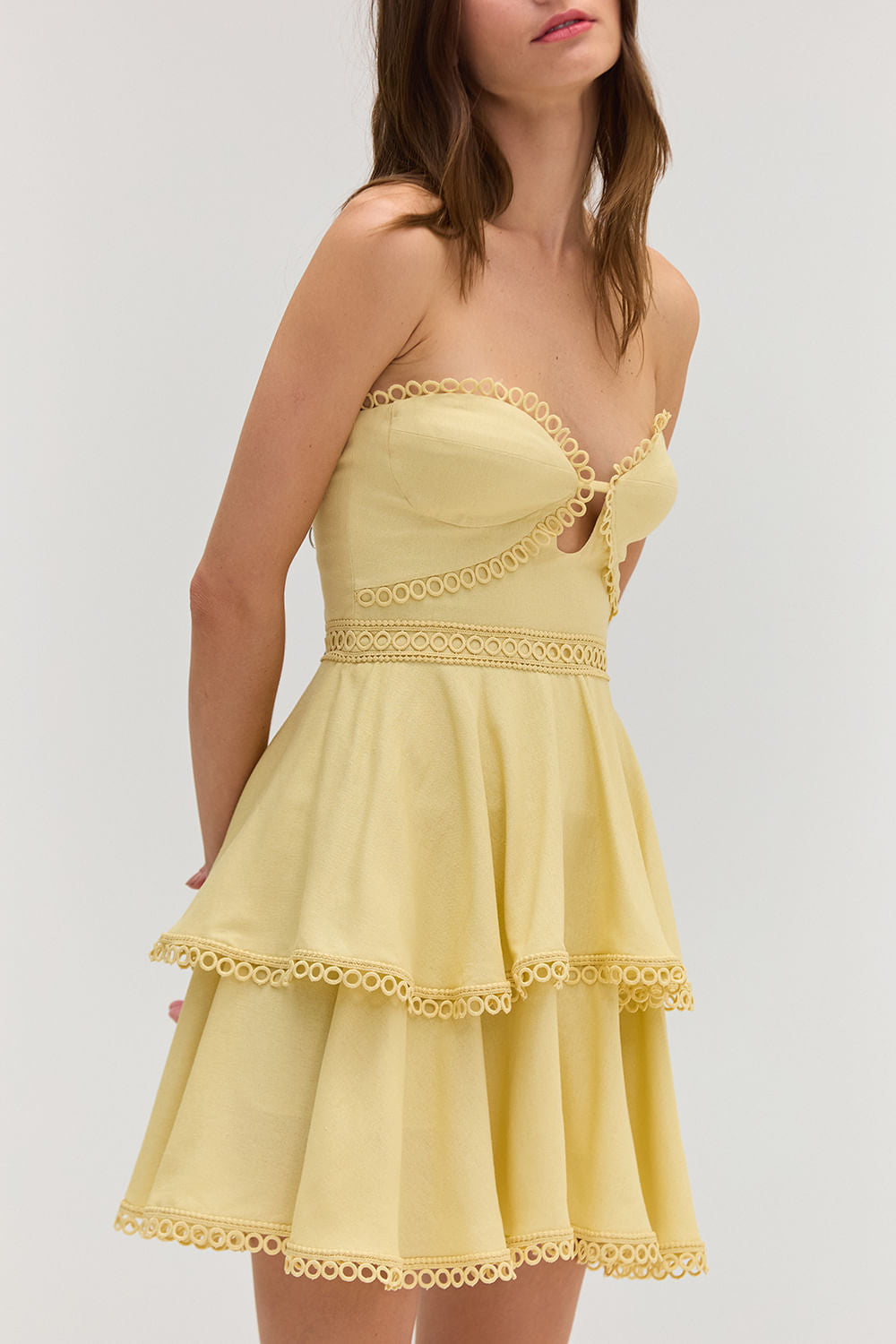 SHORT YELLOW CANDY LINEN DRESS