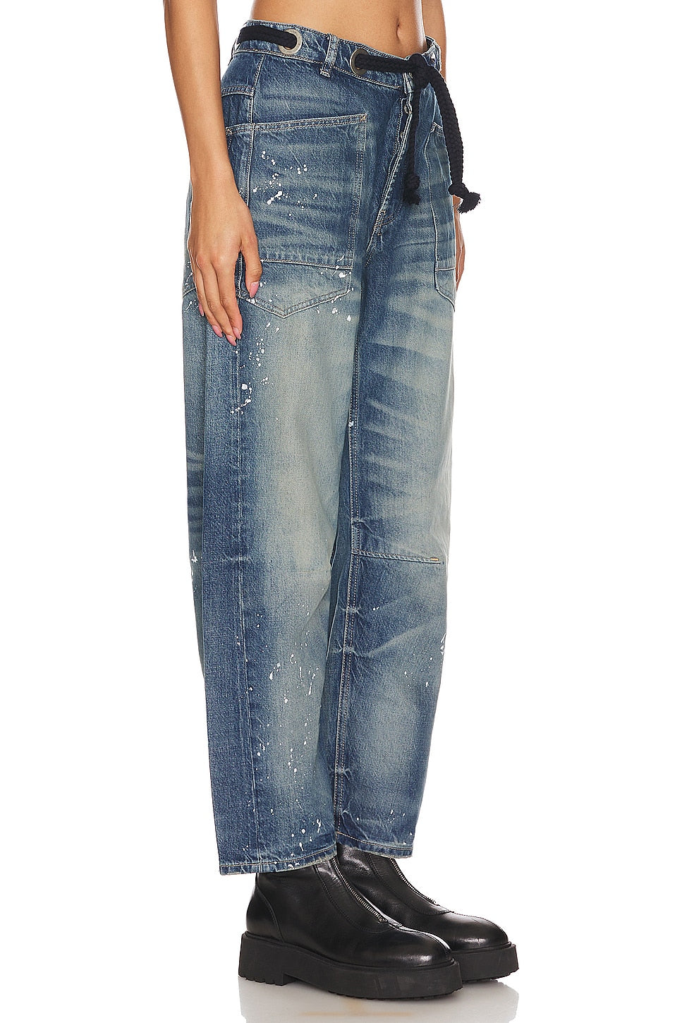 Moxie Low Slung Pull On Barrel Wide Leg-Timless Blue