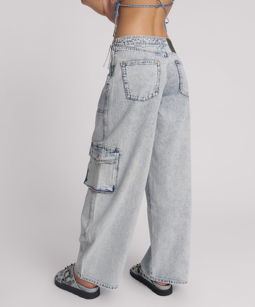 Ravens Barrel Leg Denim Jeans - Bahama Blue