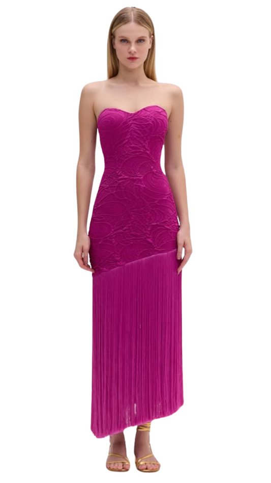 FRINGES DRESS FUCHSIA