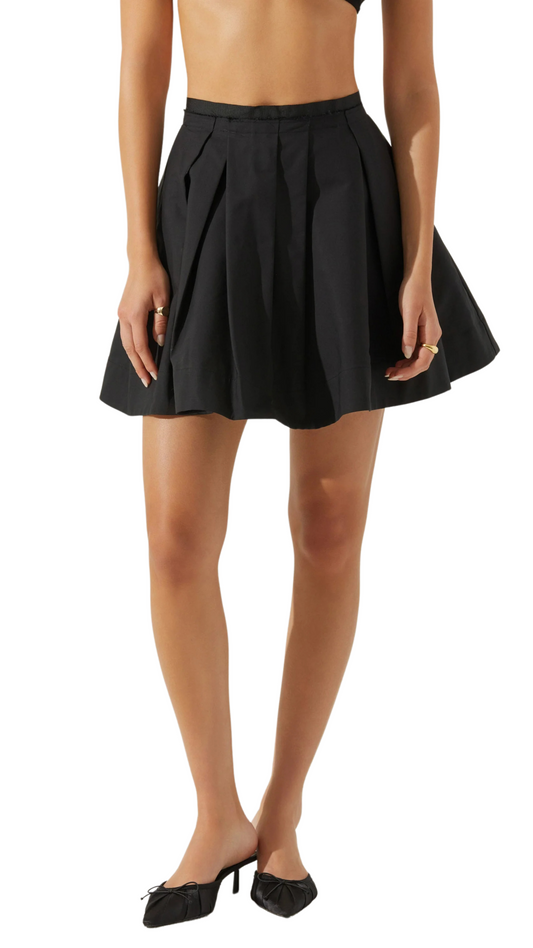 Antheia Pleated Mini Skirt-Black