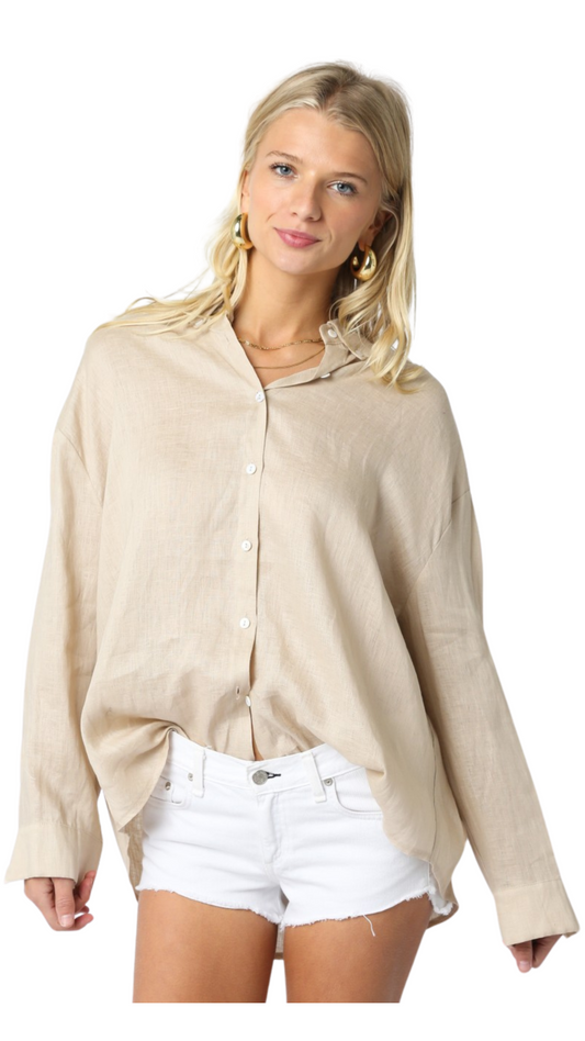Elira Linen Shirt-Beige