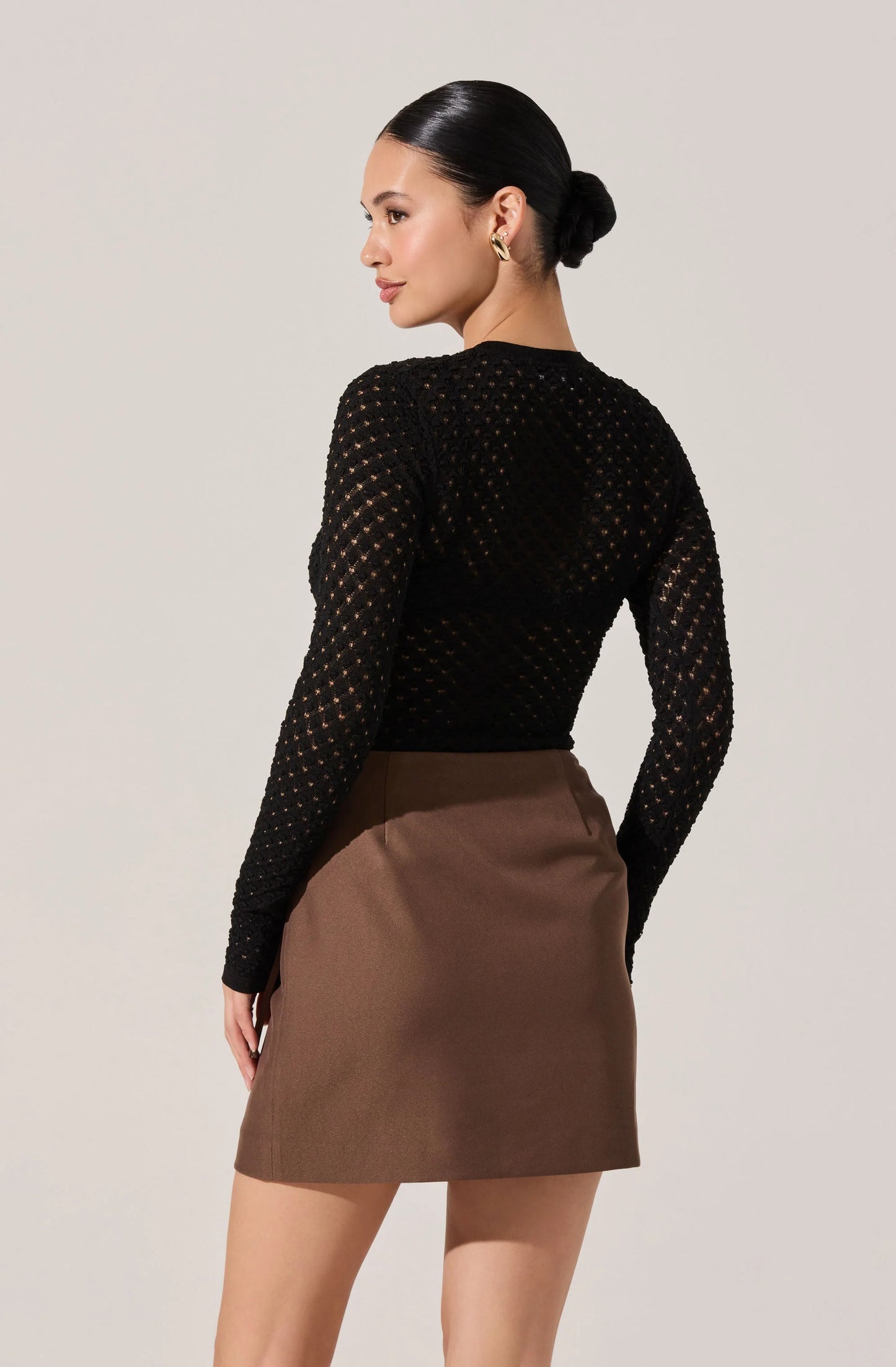 Dex Textured Sweater Top-Black