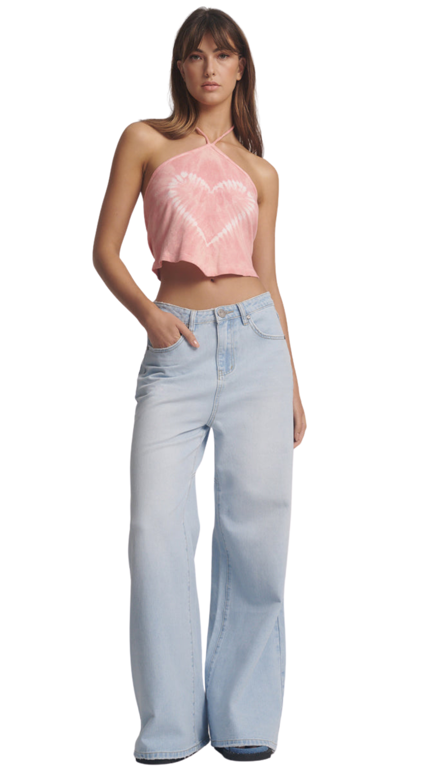 Love Machines Super Wide Leg Denim Jeans - Blue Heart
