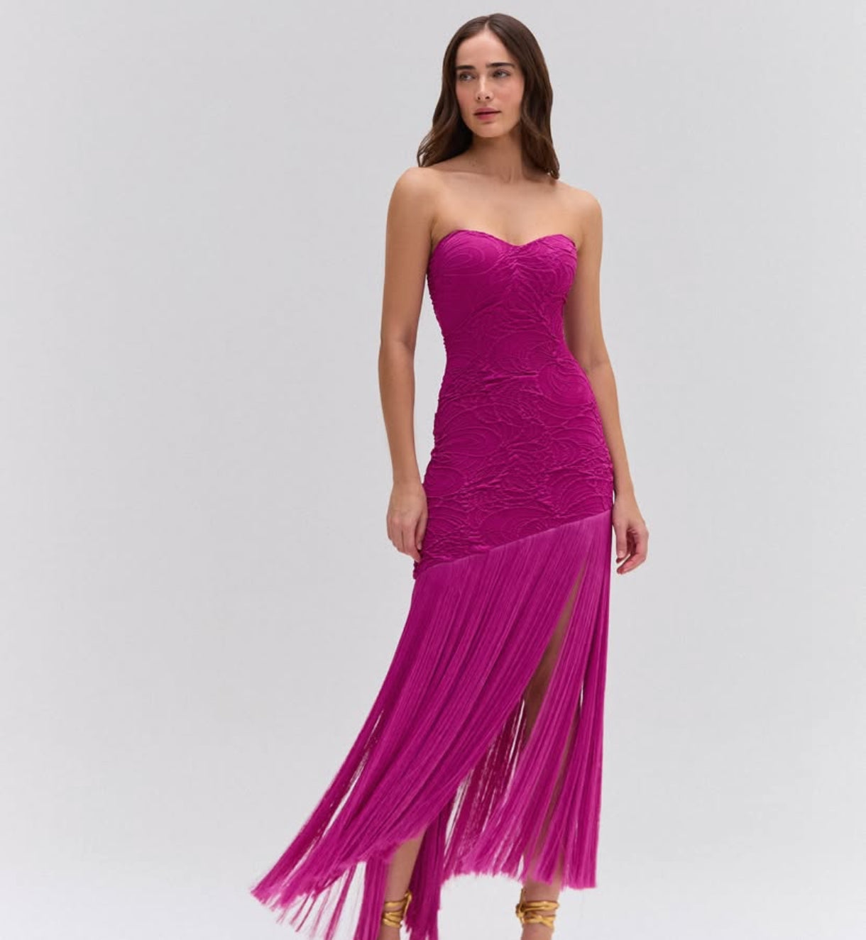 FRINGES DRESS FUCHSIA