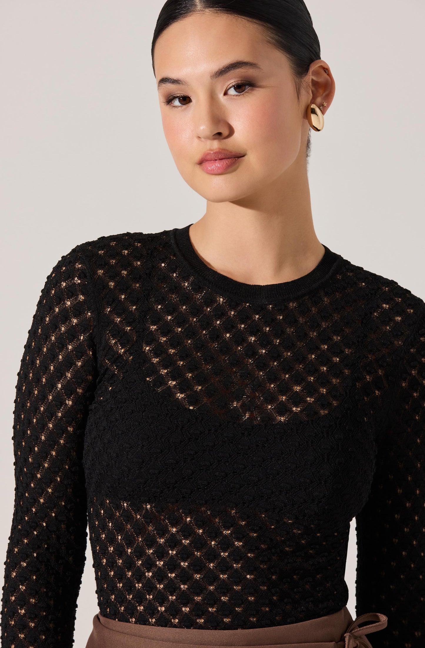 Dex Textured Sweater Top-Black