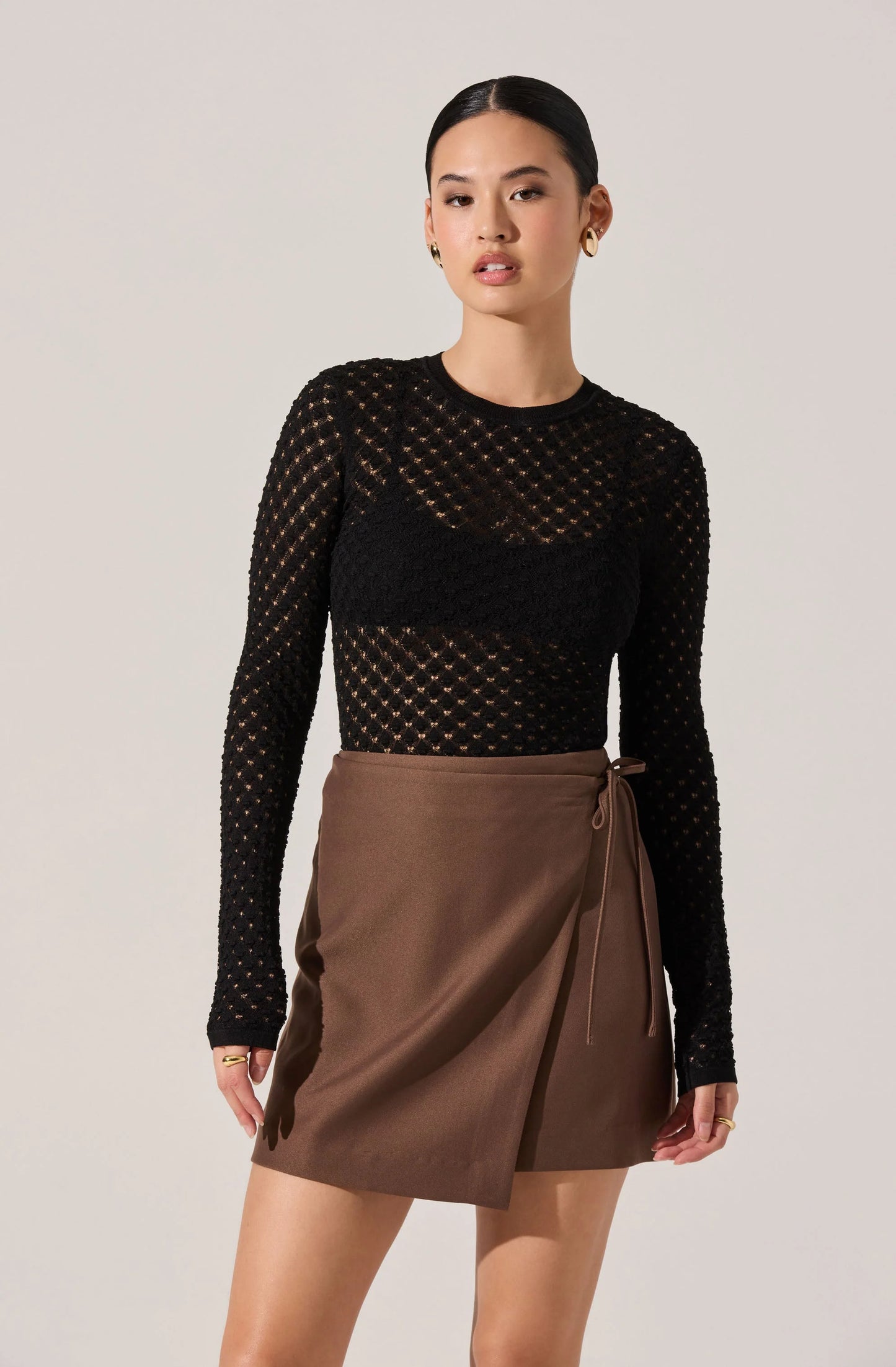 Dex Textured Sweater Top-Black