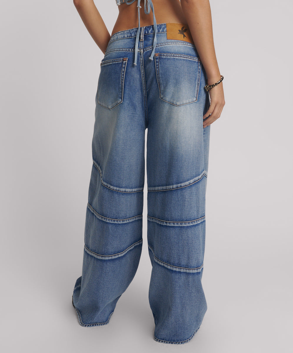 Barrel Leg Denim Jeans - Blue Summer