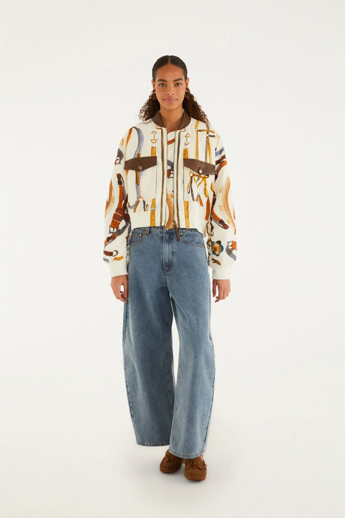 Off-White Equestrian Scarf Pockets Bomber Jacket