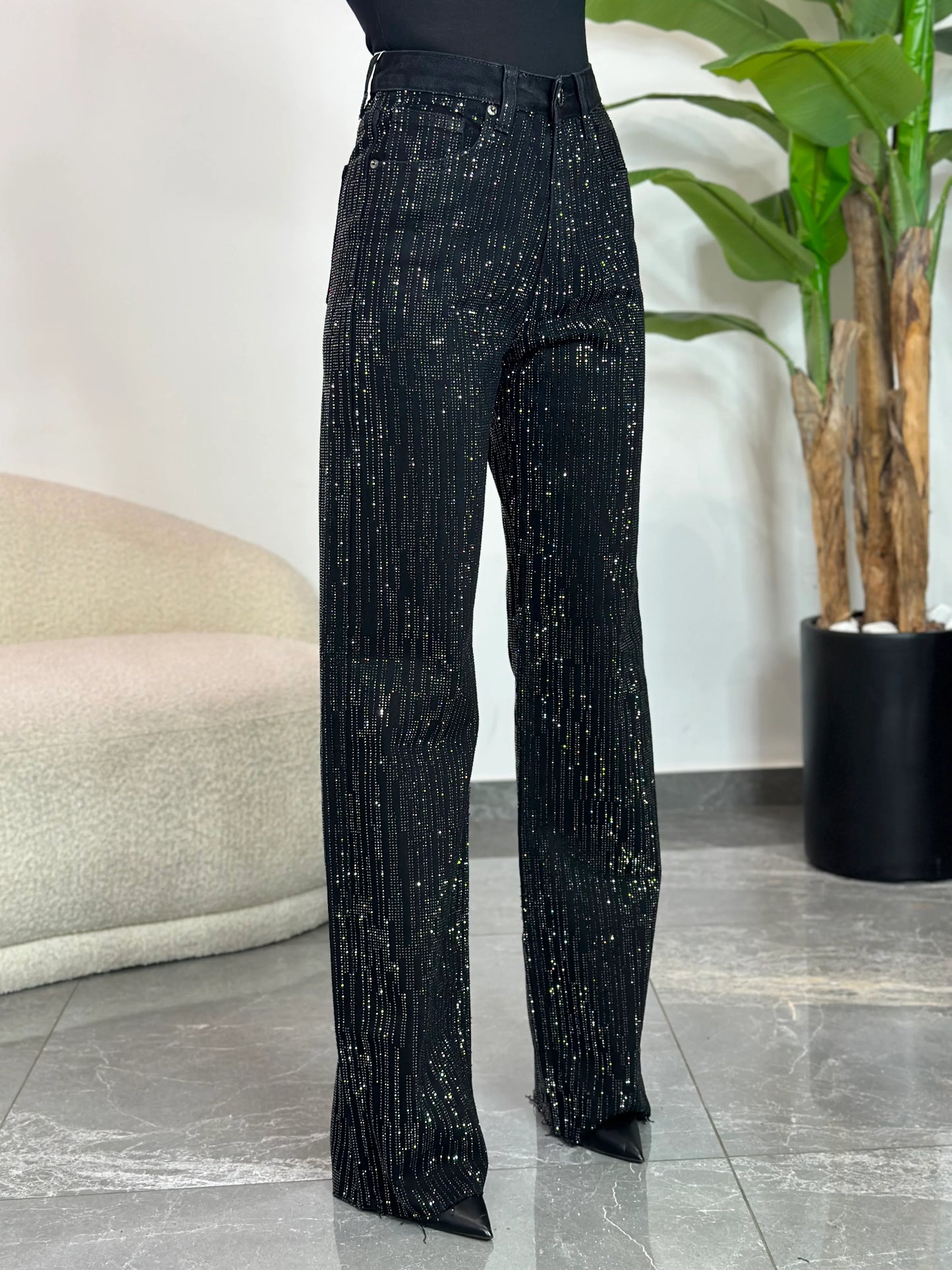 Midnight Spark Wide-Leg Jeans