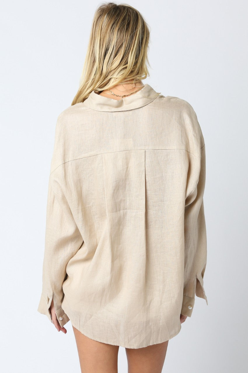 Elira Linen Shirt-Beige