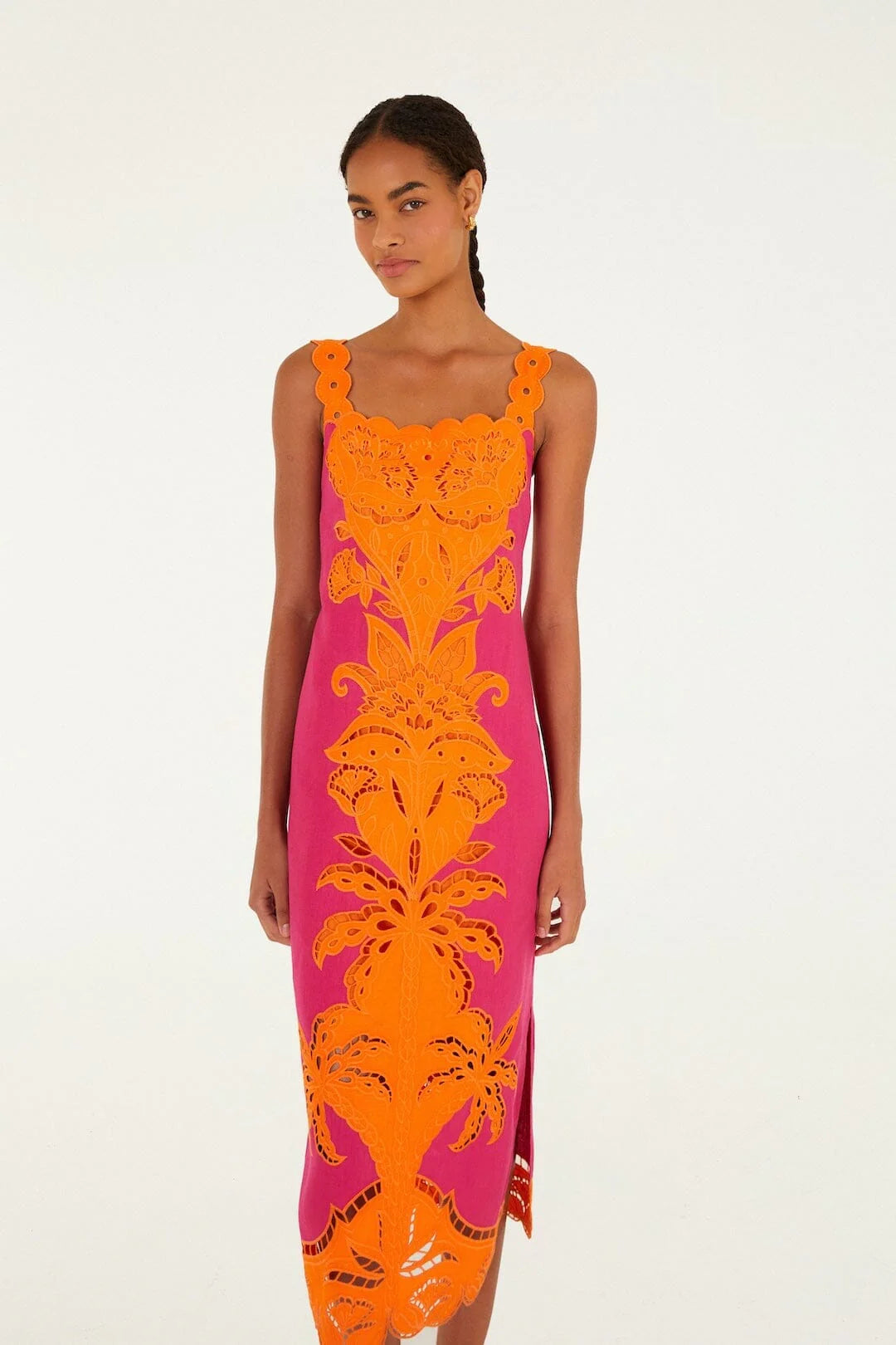 Pinke Cutwork Midi Dress
