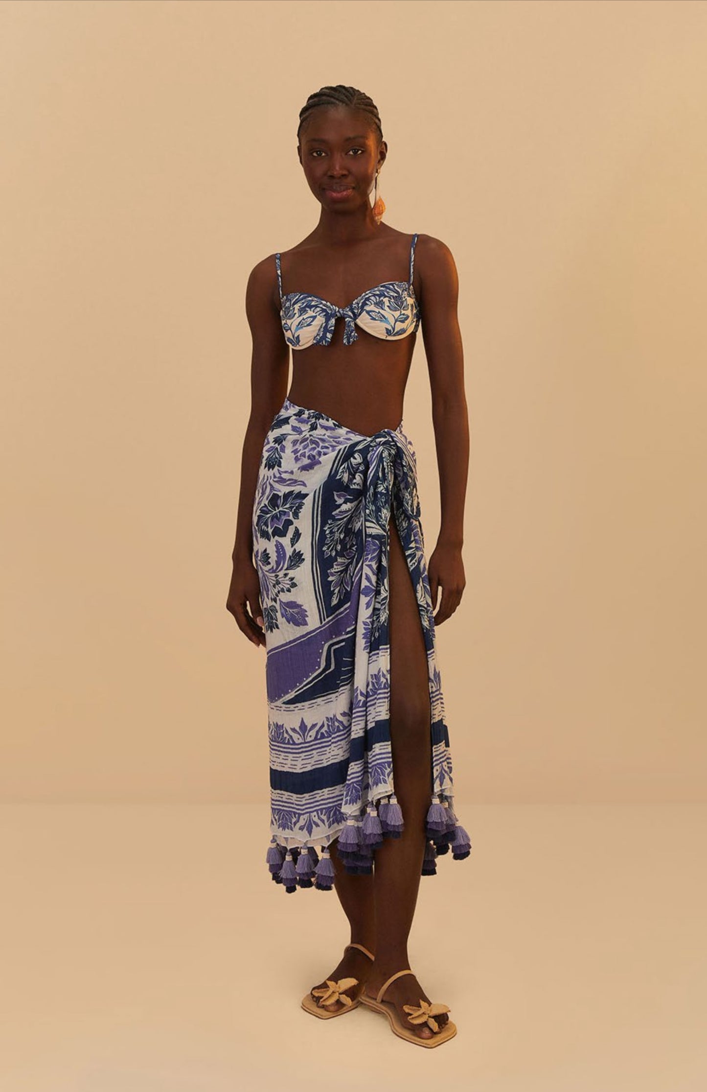 Blue Floral Cascade Sarong