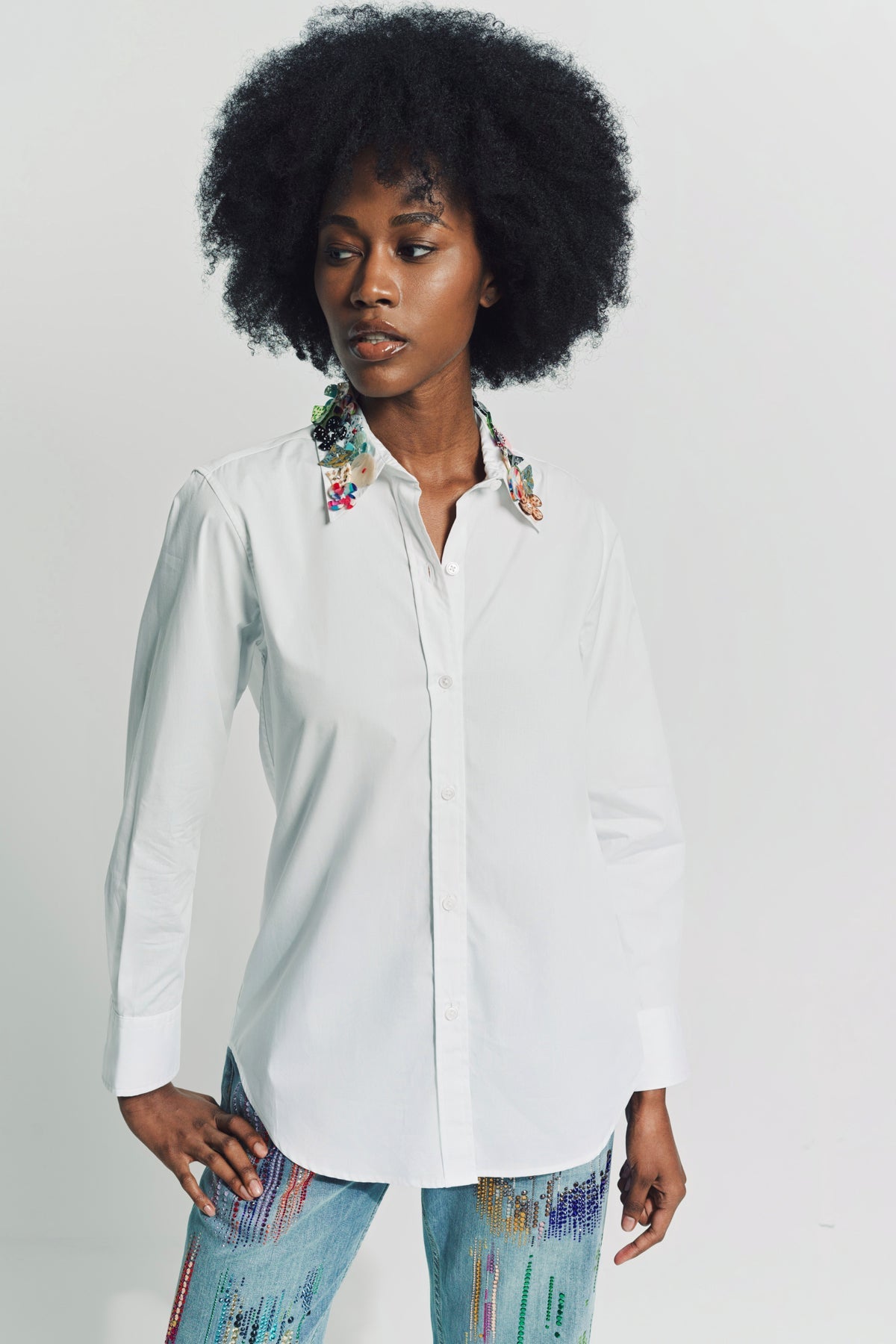Floral Appliqué Shirt