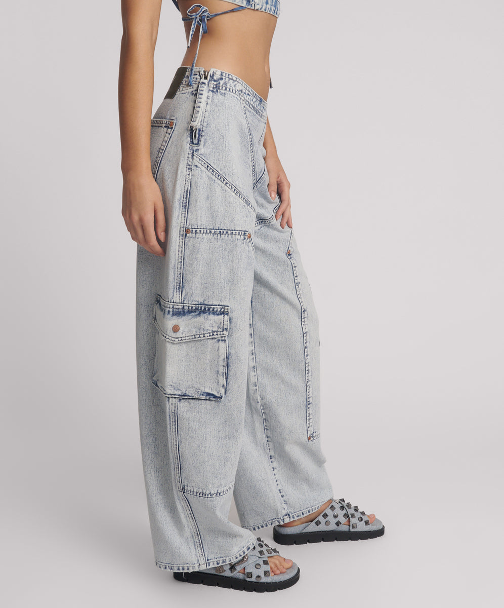 Ravens Barrel Leg Denim Jeans - Bahama Blue