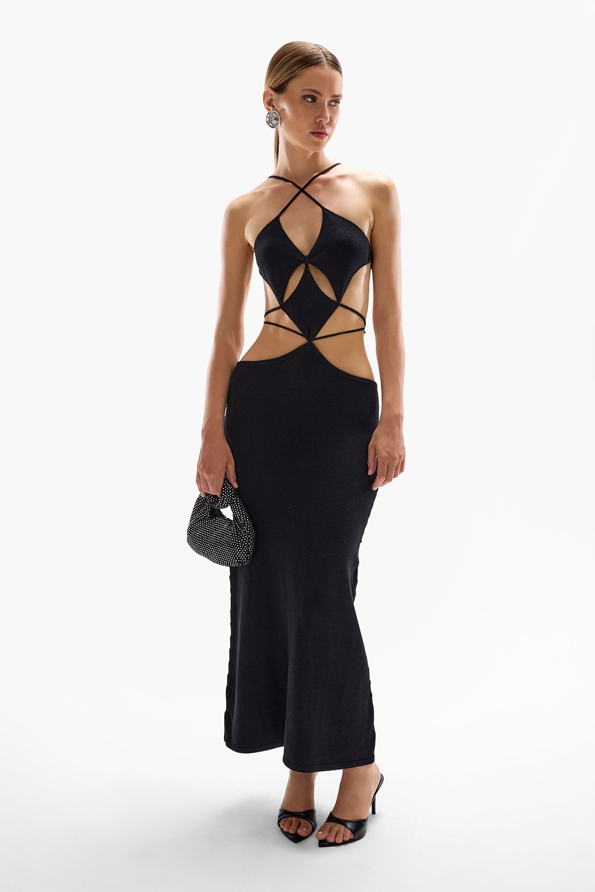SMOKE KNIT MAXI DRESS - BLACK