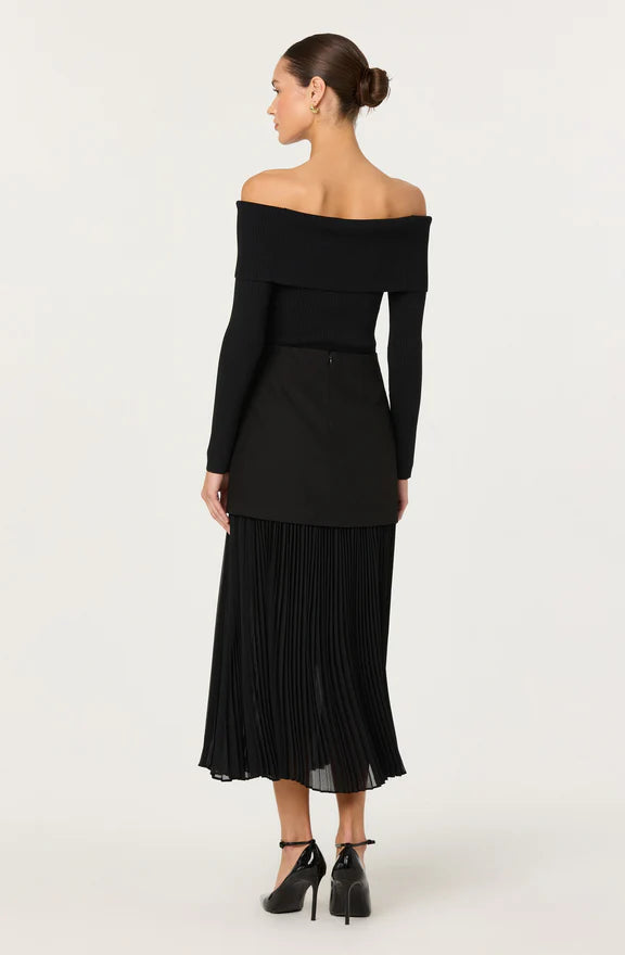 Deaile Contrast Layered Pleated Skirt