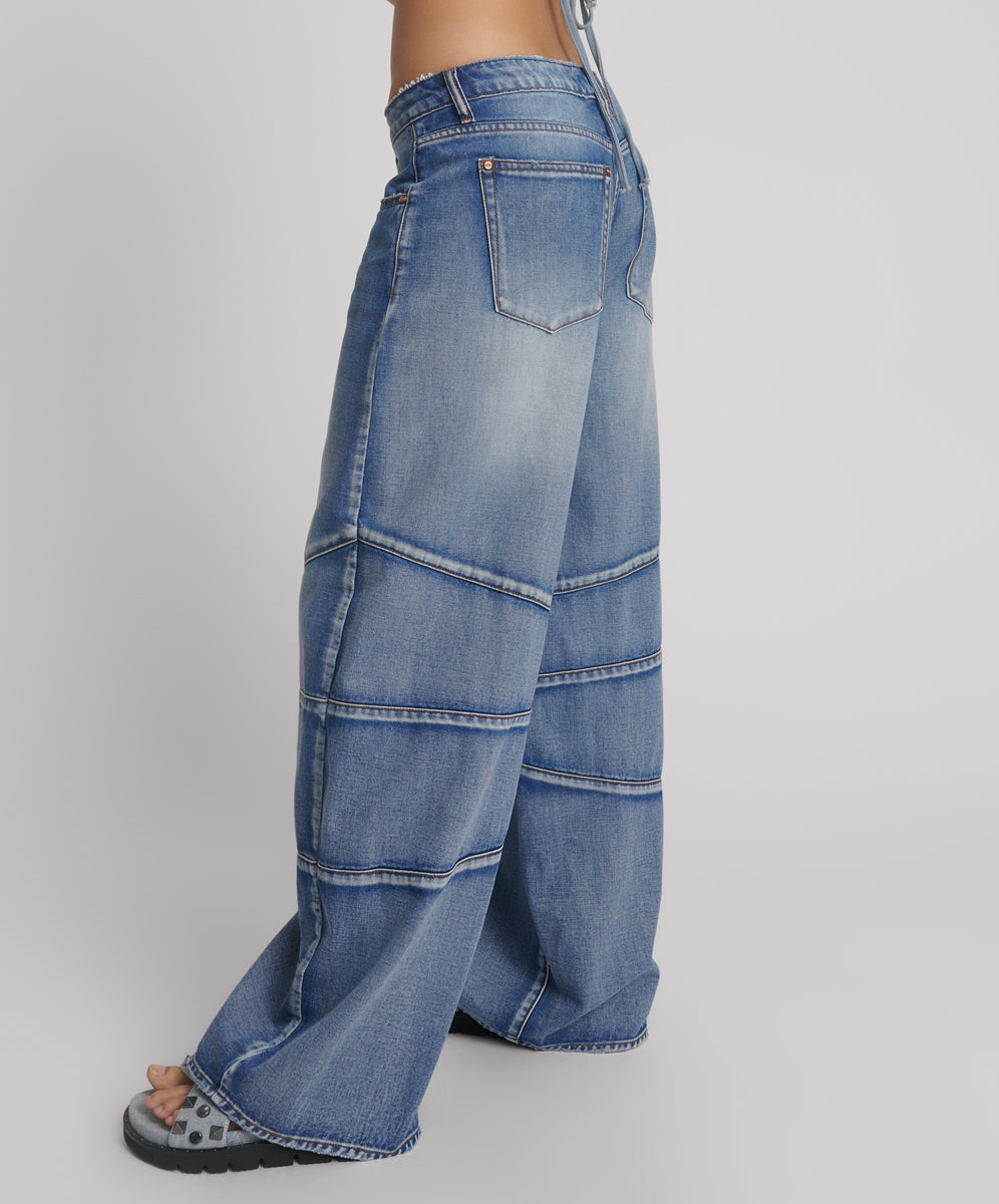 Barrel Leg Denim Jeans - Blue Summer