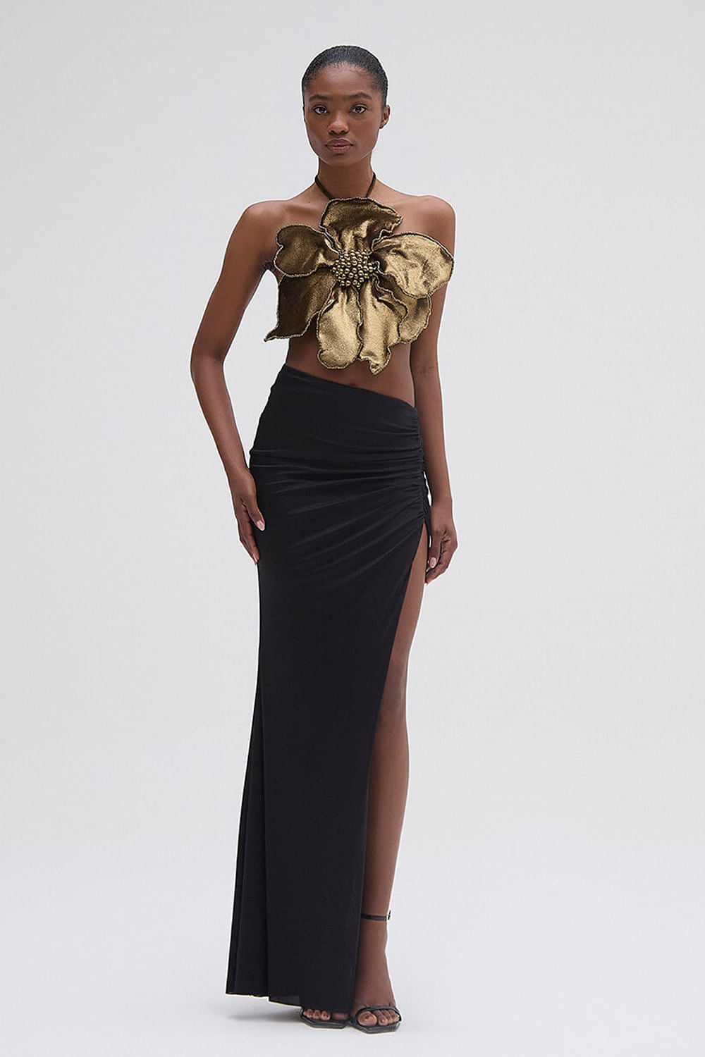 HAND-BEADED FLOWER SKIRT SET