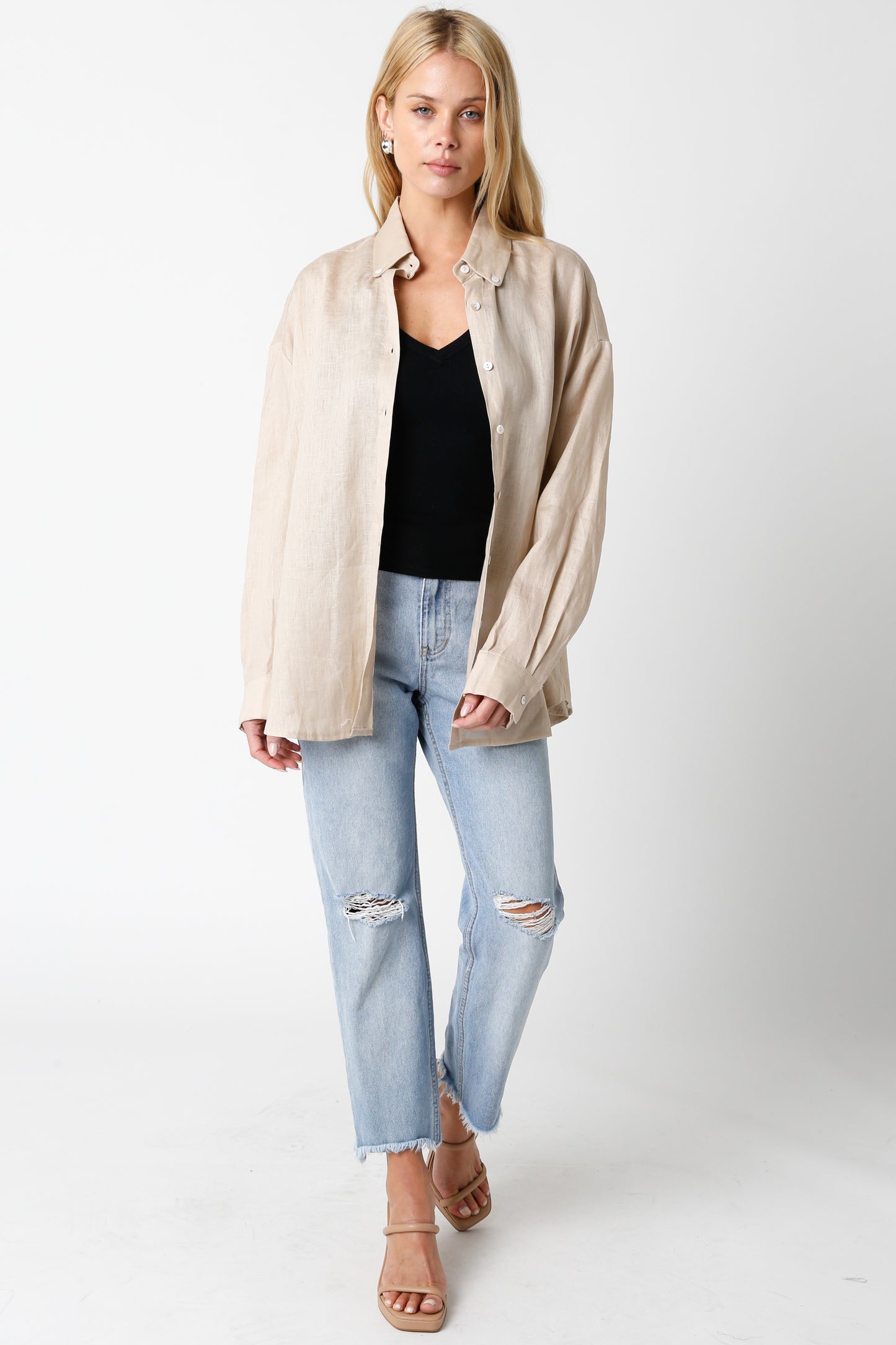 Elira Linen Shirt-Beige