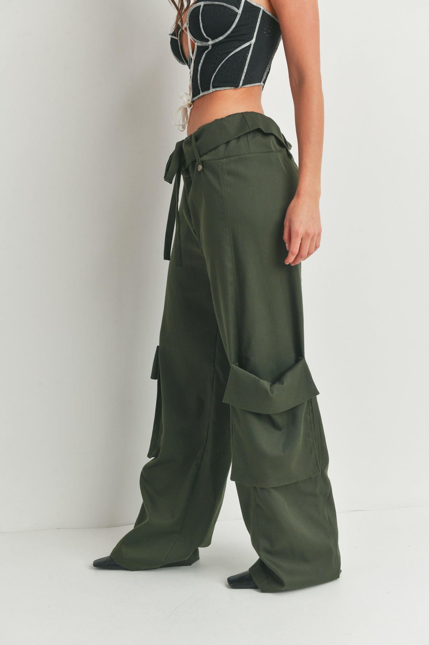 Ava Cargo Pants-Olive