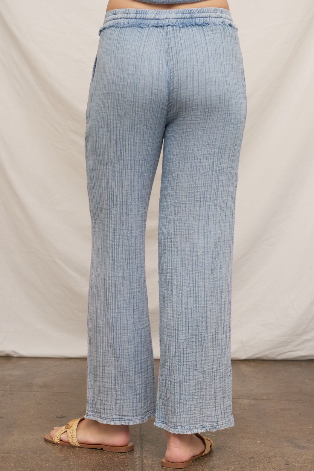 Sky Textured Straight-Leg Pants