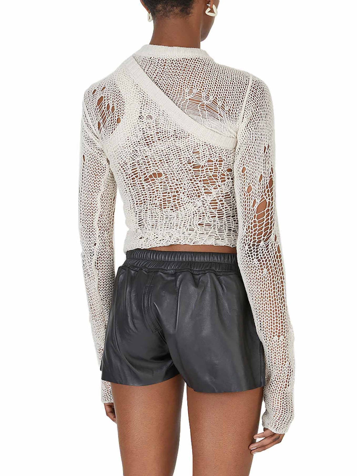 Distressed Short Top-White