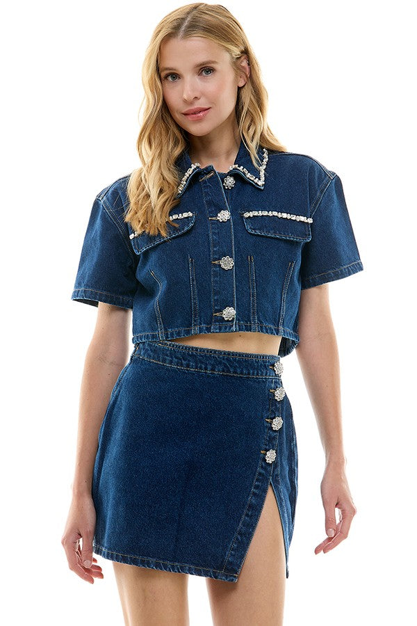 Sapphire denim Skirt Set