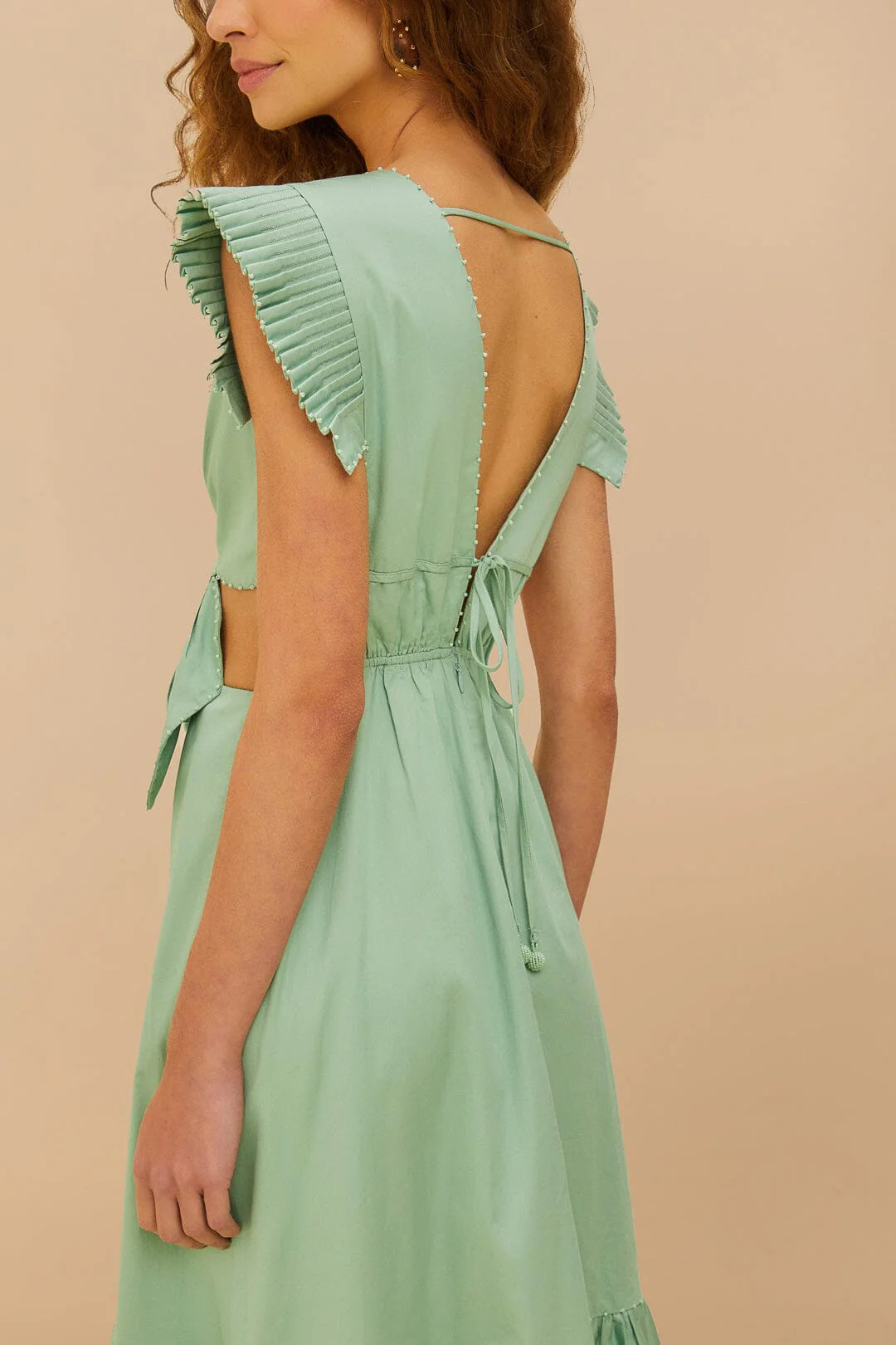 Light Green Butterfly Cut-Out Midi Dress
