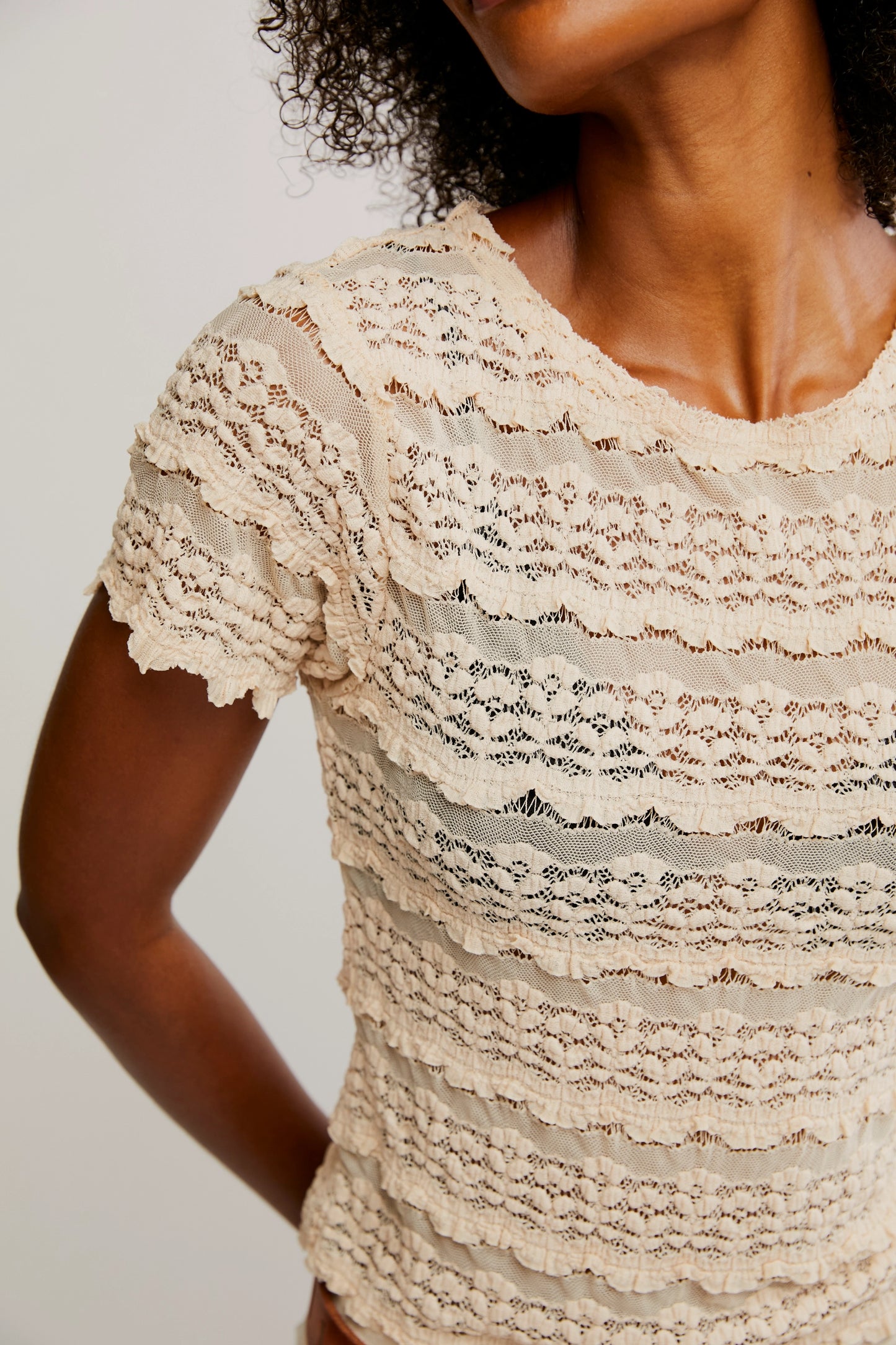Angelina Lace Tee-Tea