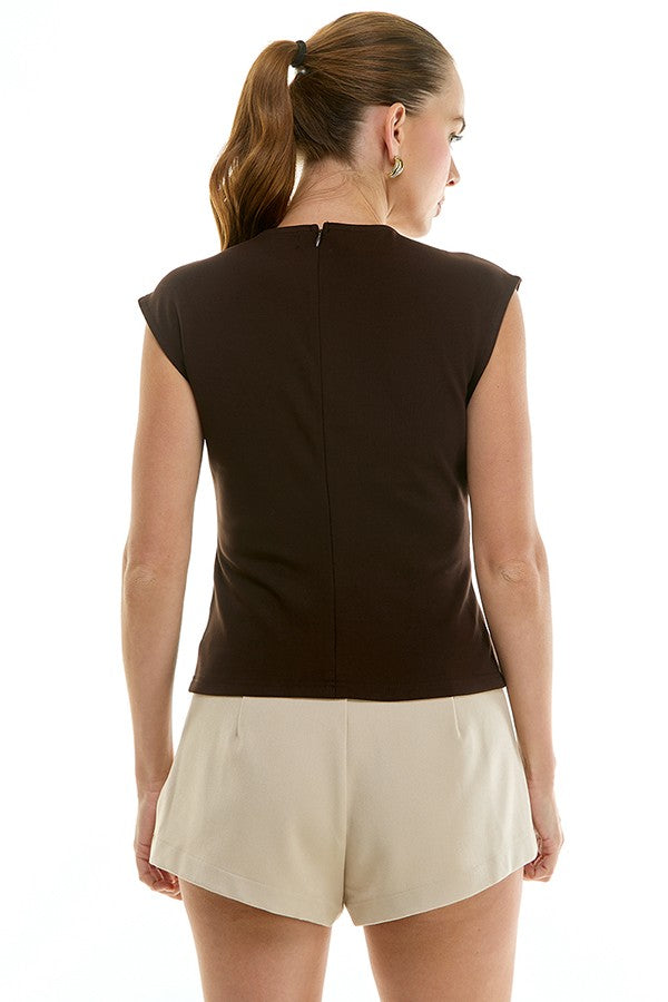 Avery Buckle Top-Cocoa