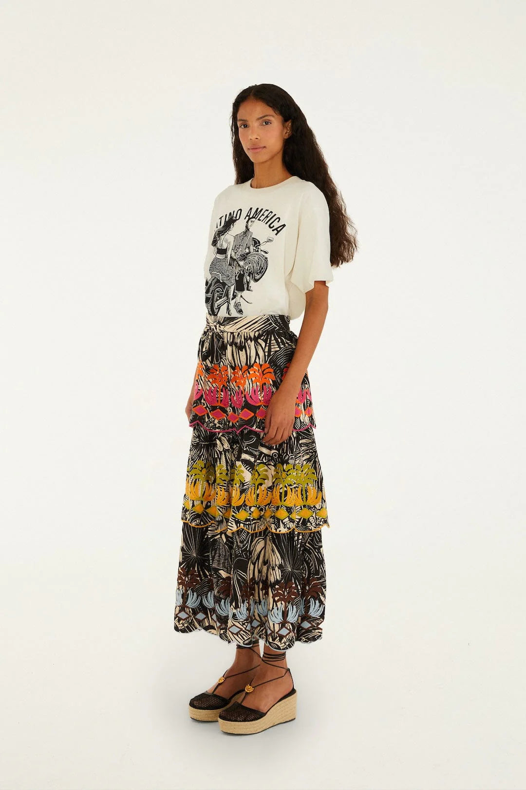 Black Ruta Layered Maxi Skirt