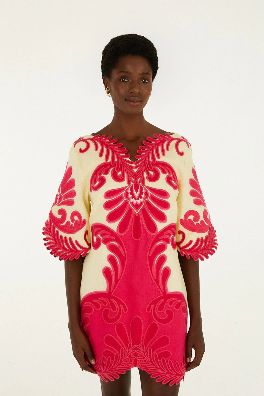 Spring Arabesc Embroidered Mini Dress