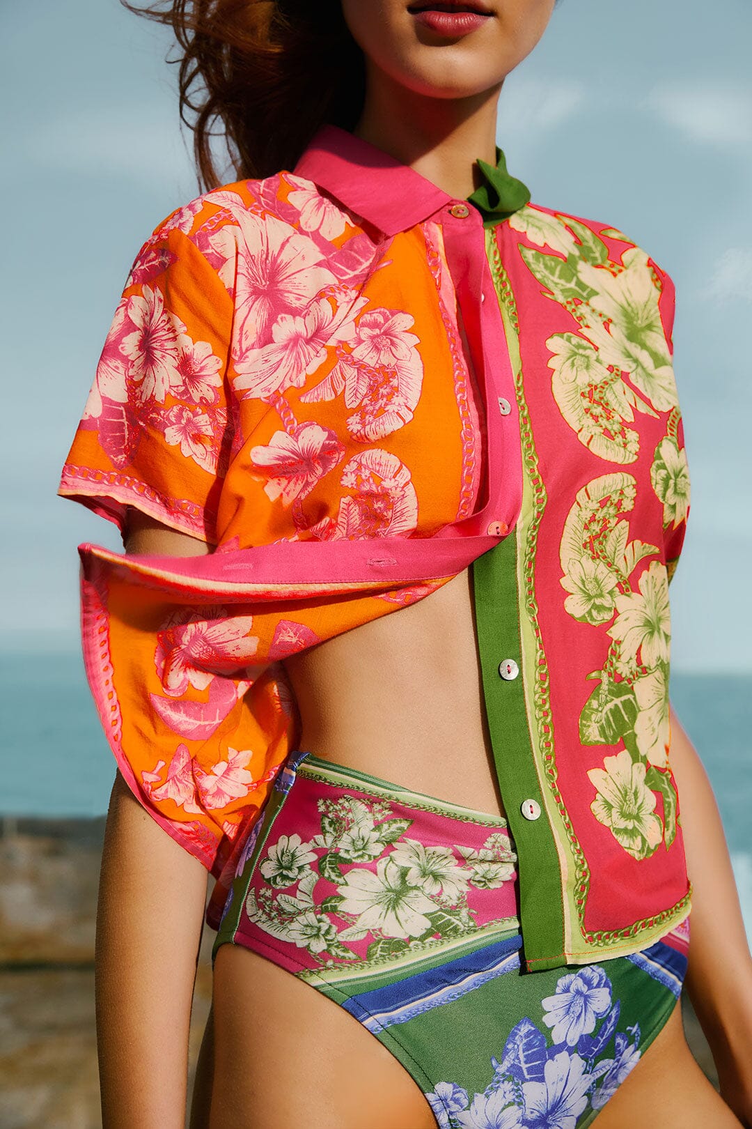 Mixed Scarves Floral Elegance Skirt Set