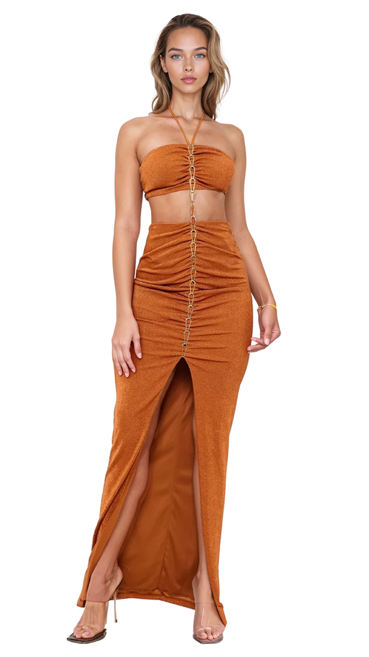 Chains Dress-Rust